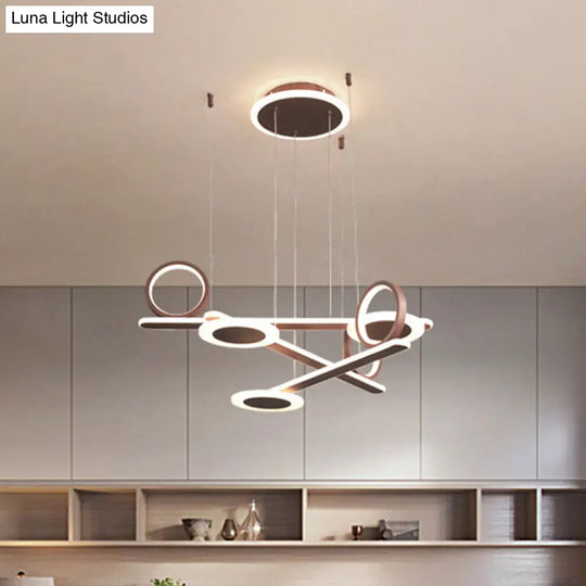 Contemporary Led Chandelier - Coffee Ring Pendant In Warm/White 31.5/39 Wide