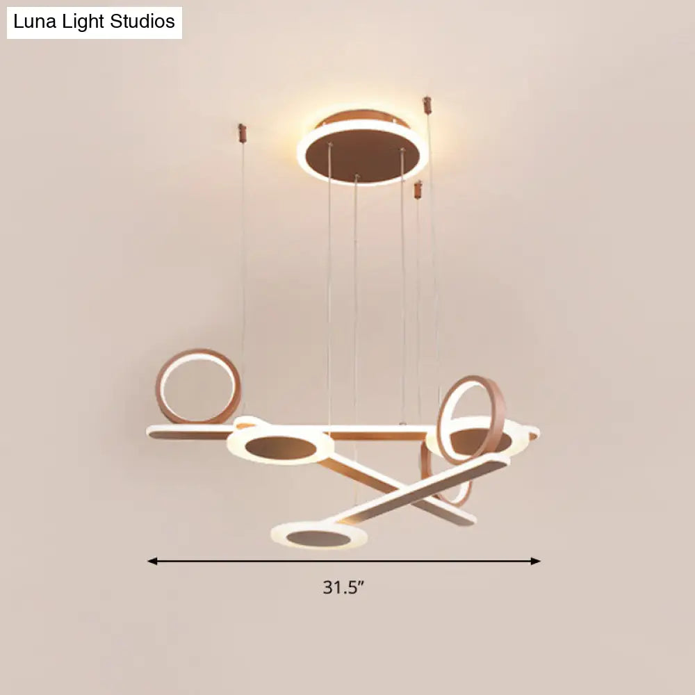 Contemporary Led Chandelier - Coffee Ring Pendant In Warm/White 31.5/39 Wide