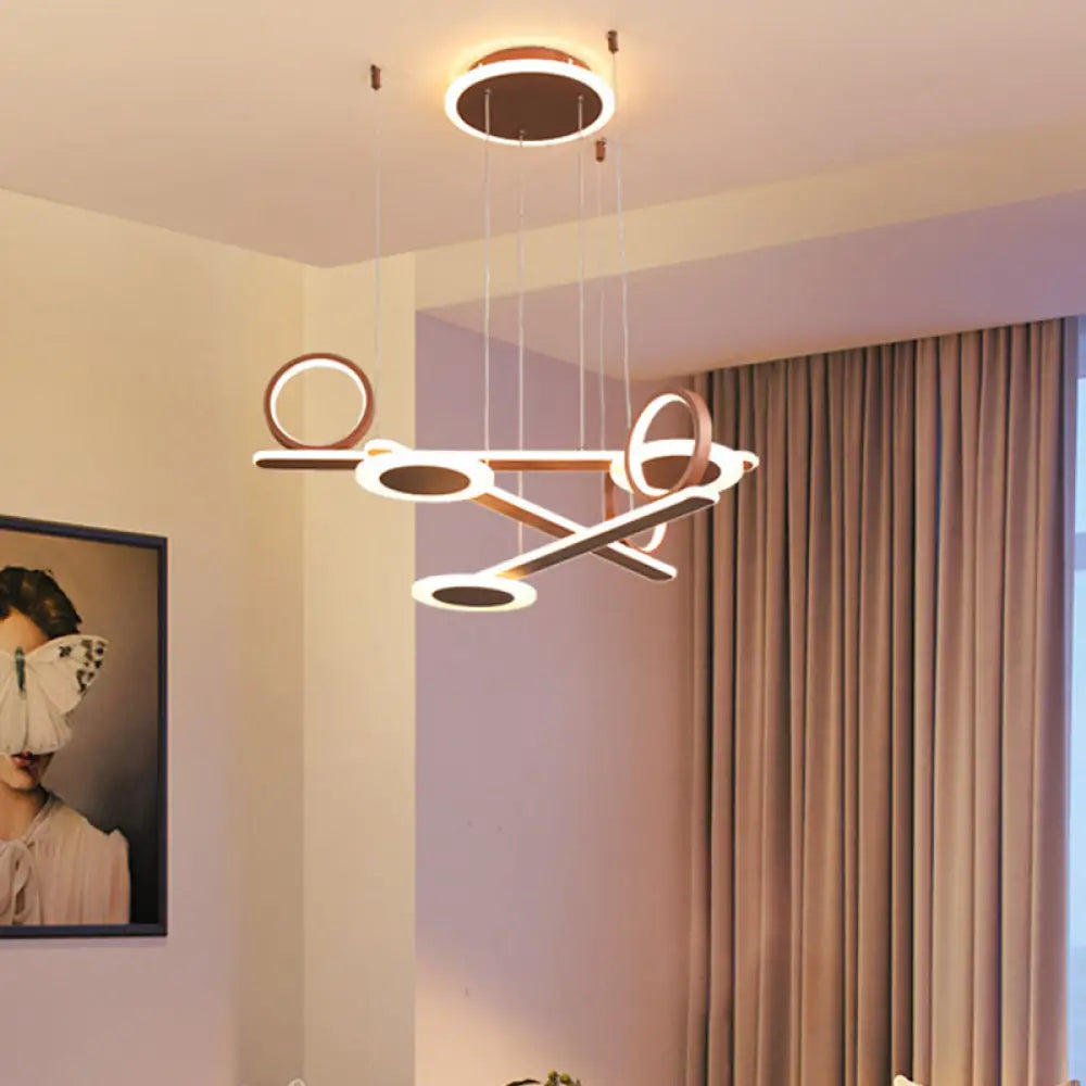 Contemporary Acrylic Led Chandelier: Coffee Ring Pendant Light In Warm/White 31.5’/39’ Wide /