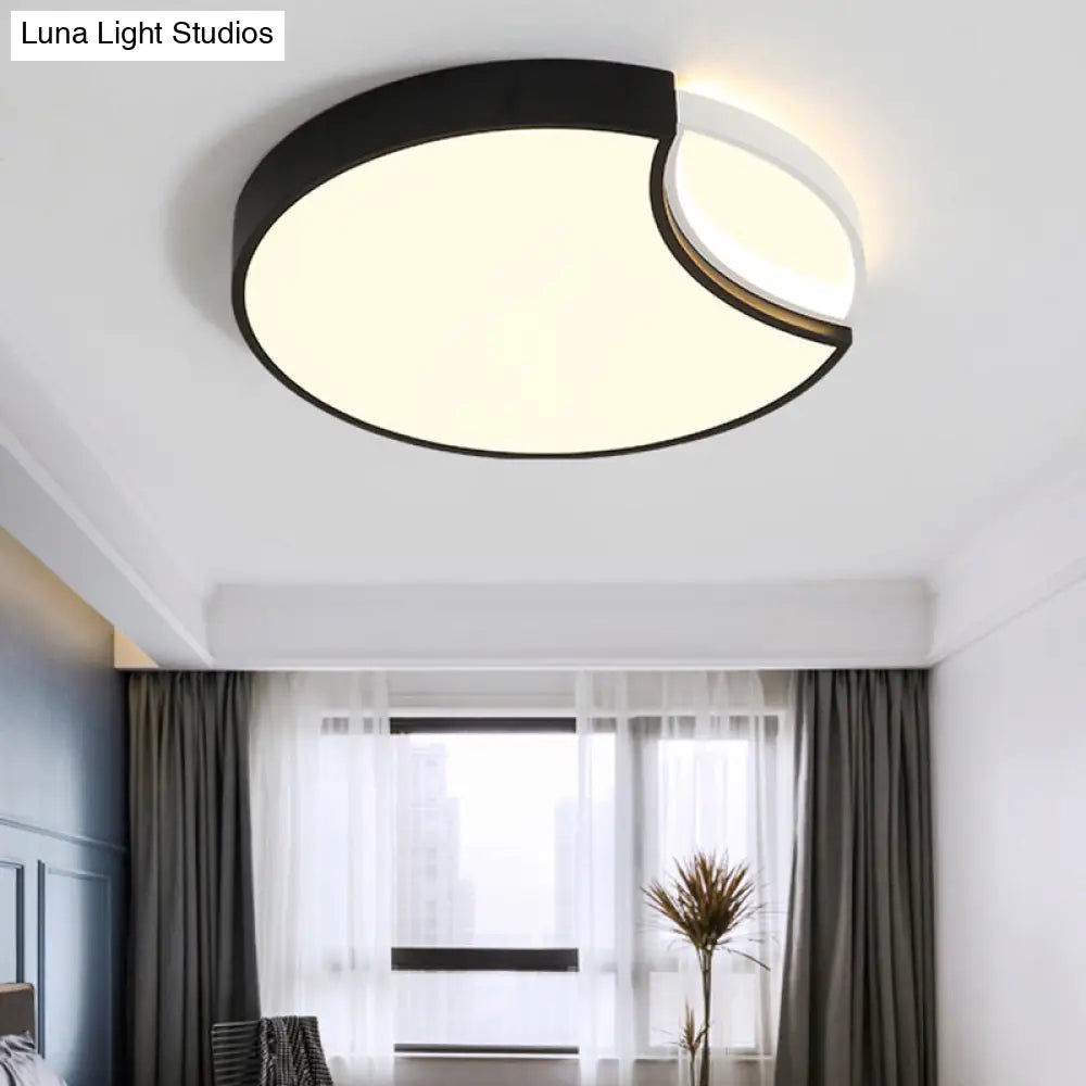 Contemporary Acrylic Led Circle Flush Mount Ceiling Light In Black - Warm White Neutral 16/19.5 Wide