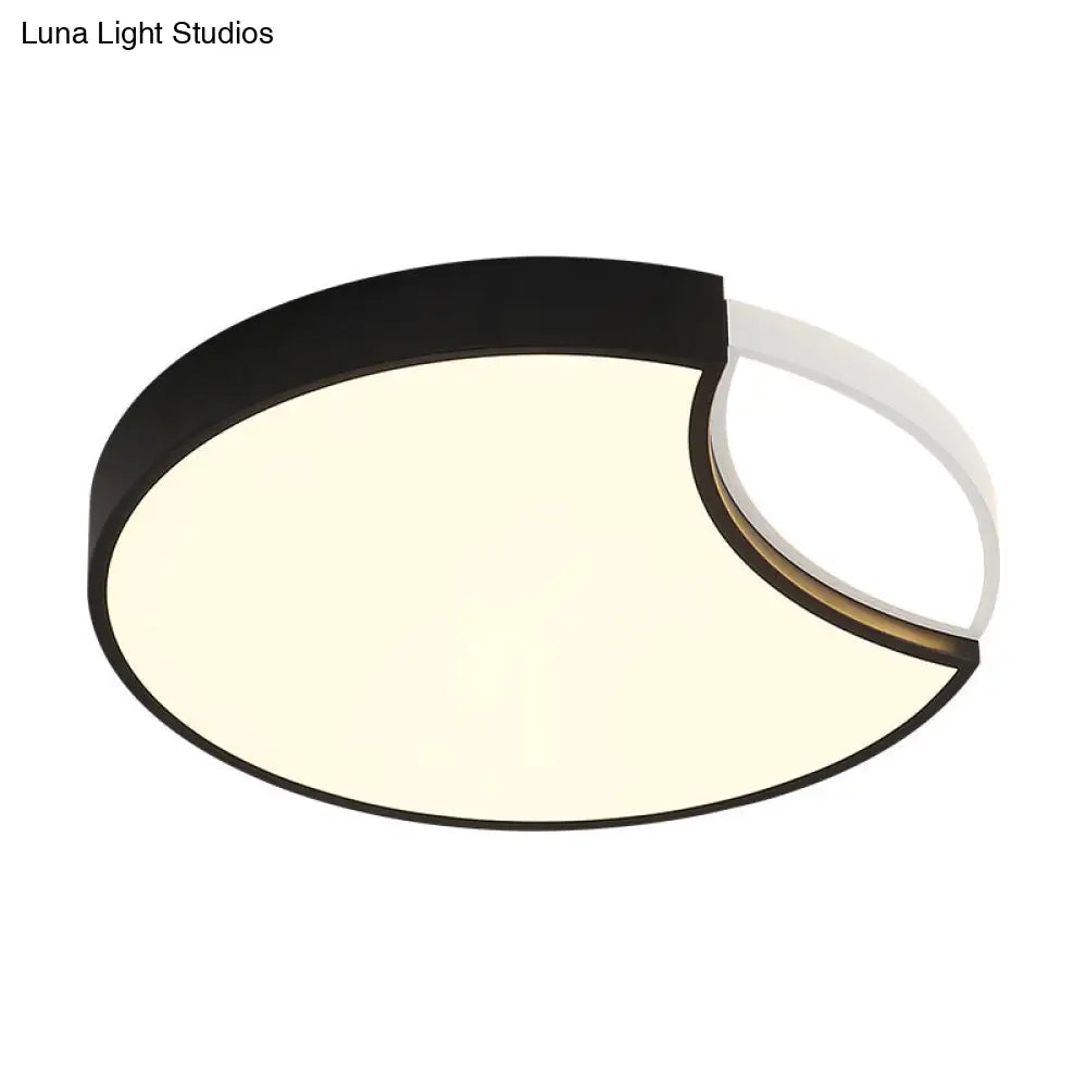 Contemporary Acrylic Led Circle Flush Mount Ceiling Light In Black - Warm White Neutral