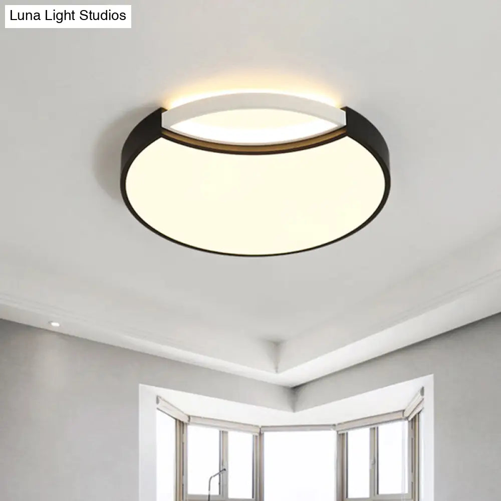 Contemporary Acrylic Led Circle Flush Mount Ceiling Light In Black - Warm White Neutral