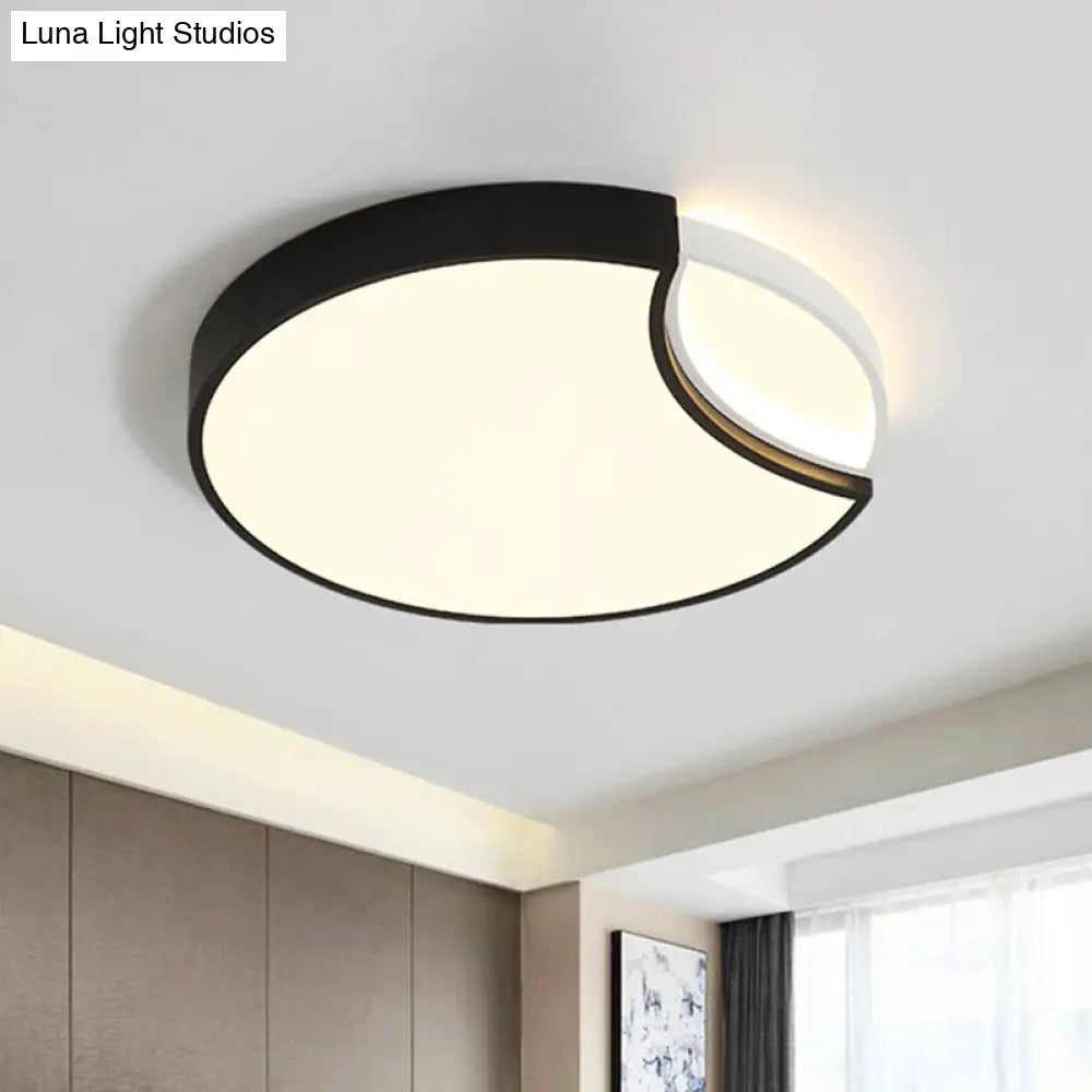Contemporary Acrylic Led Circle Flush Mount Ceiling Light In Black - Warm White Neutral 16/19.5 Wide