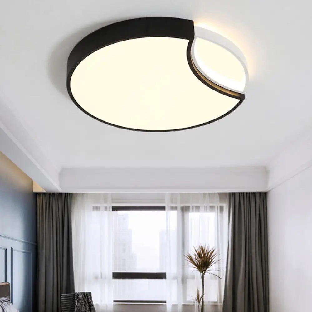 Contemporary Acrylic Led Circle Flush Mount Ceiling Light In Black - Warm White Neutral