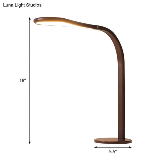 Contemporary Acrylic Led Desk Lamp: Droplet Task Light With Metal Curved Arm Coffee Finish