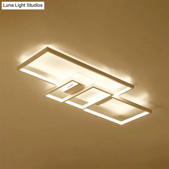 Contemporary Acrylic Led Flush Ceiling Light - 33.5/41 Wide Flushmount Lighting In Black/White