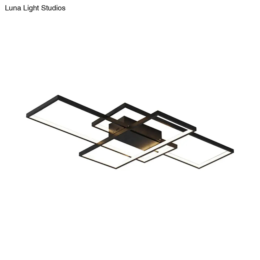 Contemporary Acrylic Led Flush Ceiling Light - 33.5/41 Wide Flushmount Lighting In Black/White