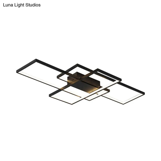 Contemporary Acrylic Led Flush Ceiling Light - 33.5/41 Wide Flushmount Lighting In Black/White