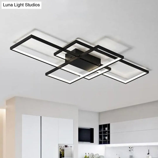 Contemporary Acrylic Led Flush Ceiling Light - 33.5/41 Wide Flushmount Lighting In Black/White
