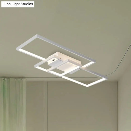 Contemporary Acrylic Led Flush Ceiling Light - 33.5/41 Wide Flushmount Lighting In Black/White