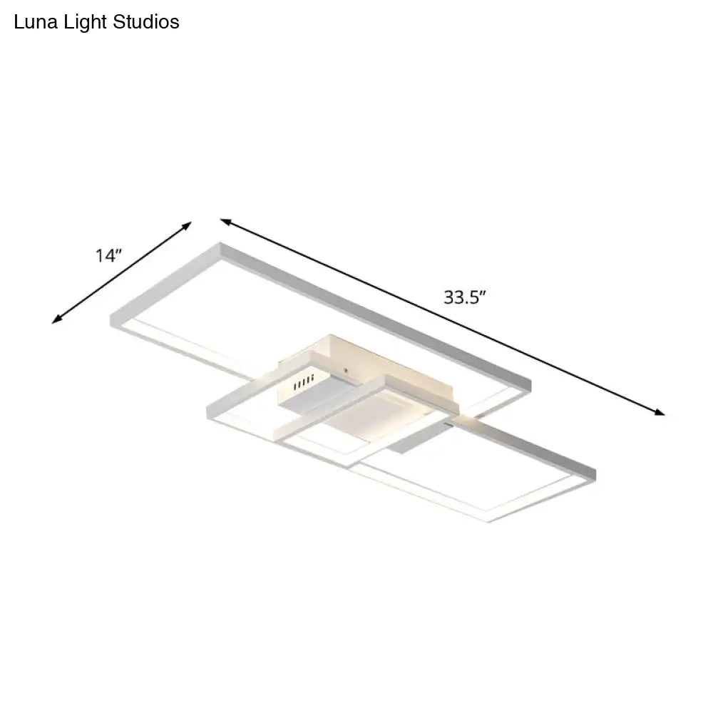 Contemporary Acrylic Led Flush Ceiling Light - 33.5/41 Wide Flushmount Lighting In Black/White