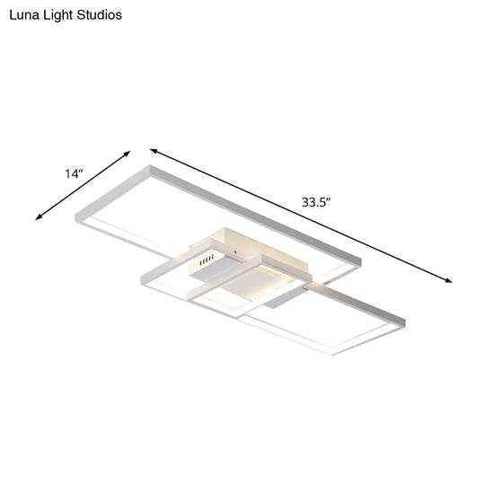 Contemporary Acrylic Led Flush Ceiling Light - 33.5/41 Wide Flushmount Lighting In Black/White