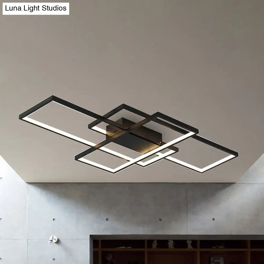 Contemporary Acrylic Led Flush Ceiling Light - 33.5/41 Wide Flushmount Lighting In Black/White