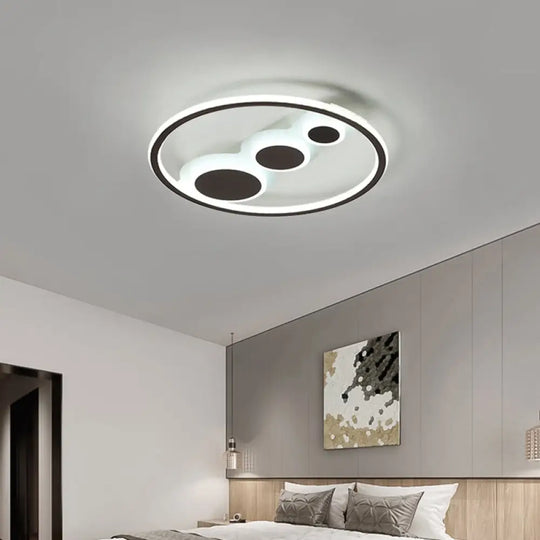 Contemporary Acrylic Led Flush Light - Coffee Round Ceiling Mounted 18.5’/23’ Wide Warm & White