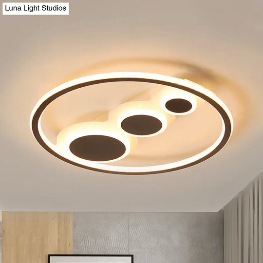 Contemporary Acrylic Led Flush Light - Coffee Round Ceiling Mounted 18.5/23 Wide Warm & White Remote