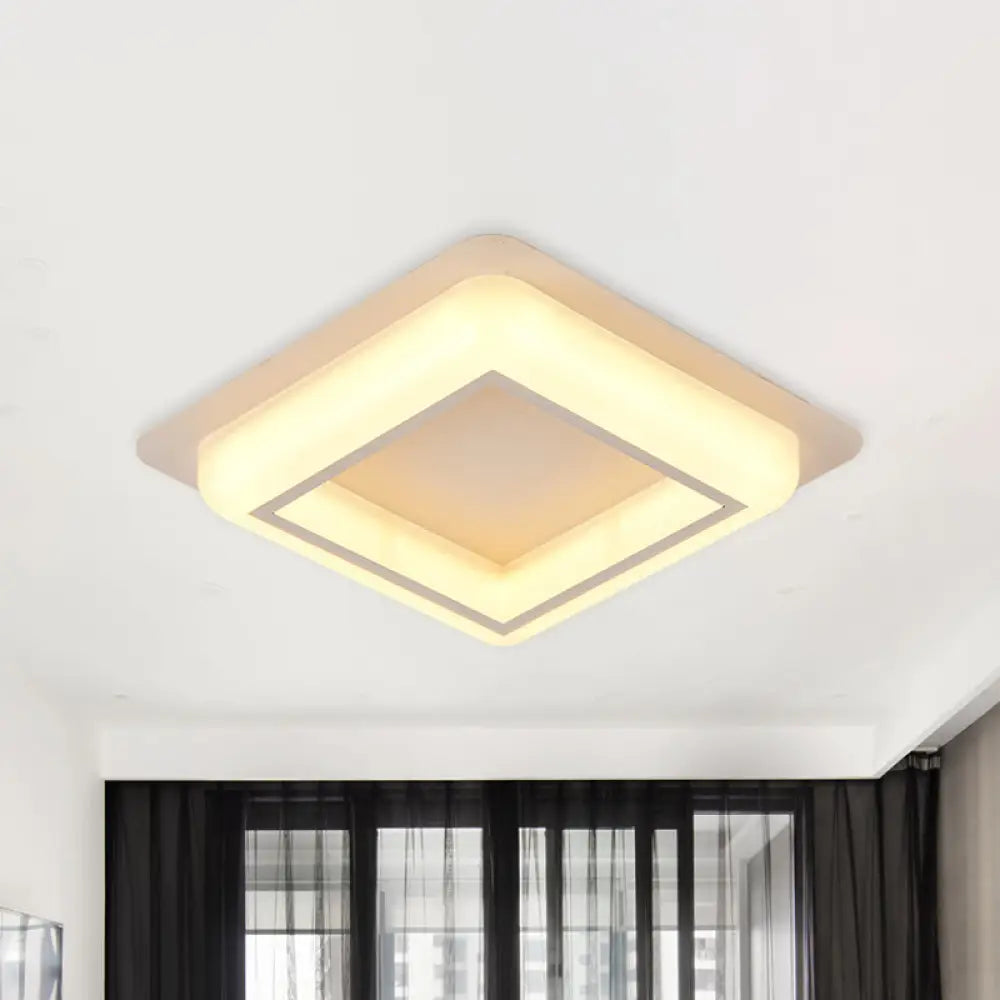 Contemporary Acrylic Led Flush Light For Bedroom - Square Ceiling Mount In White/Black/Grey White