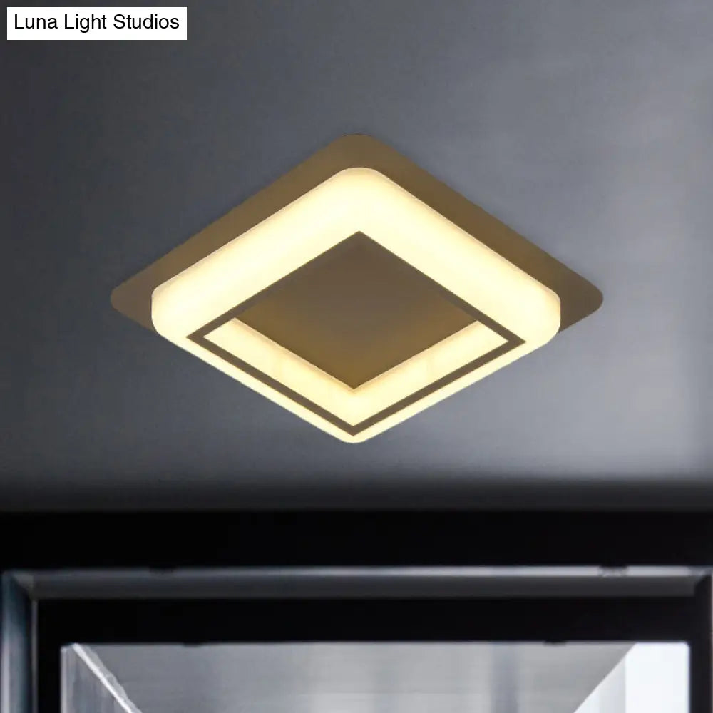 Contemporary Acrylic Led Flush Light For Bedroom - Square Ceiling Mount In White/Black/Grey