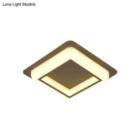 Contemporary Acrylic Led Flush Light For Bedroom - Square Ceiling Mount In White/Black/Grey