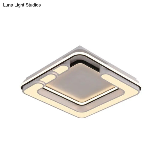 Contemporary Acrylic Led Flush Light - Square Ceiling Mounted Black & White Warm/White Illumination