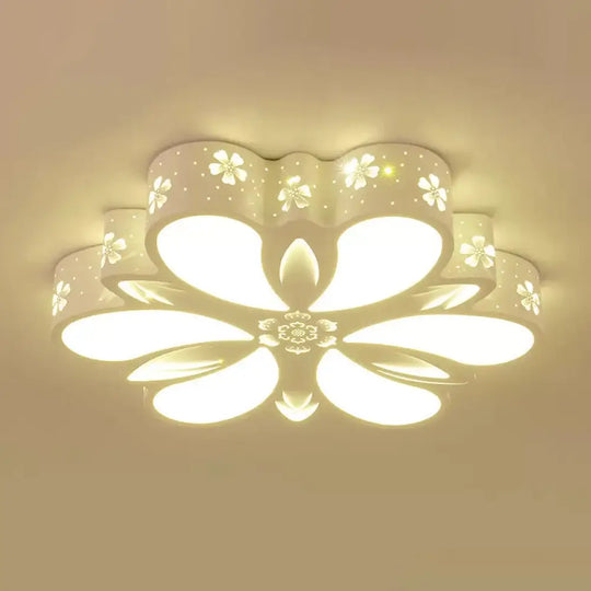 Contemporary Acrylic Led Flush Mount Ceiling Light: Cut-Out Flower Design Warm/White/3 Color