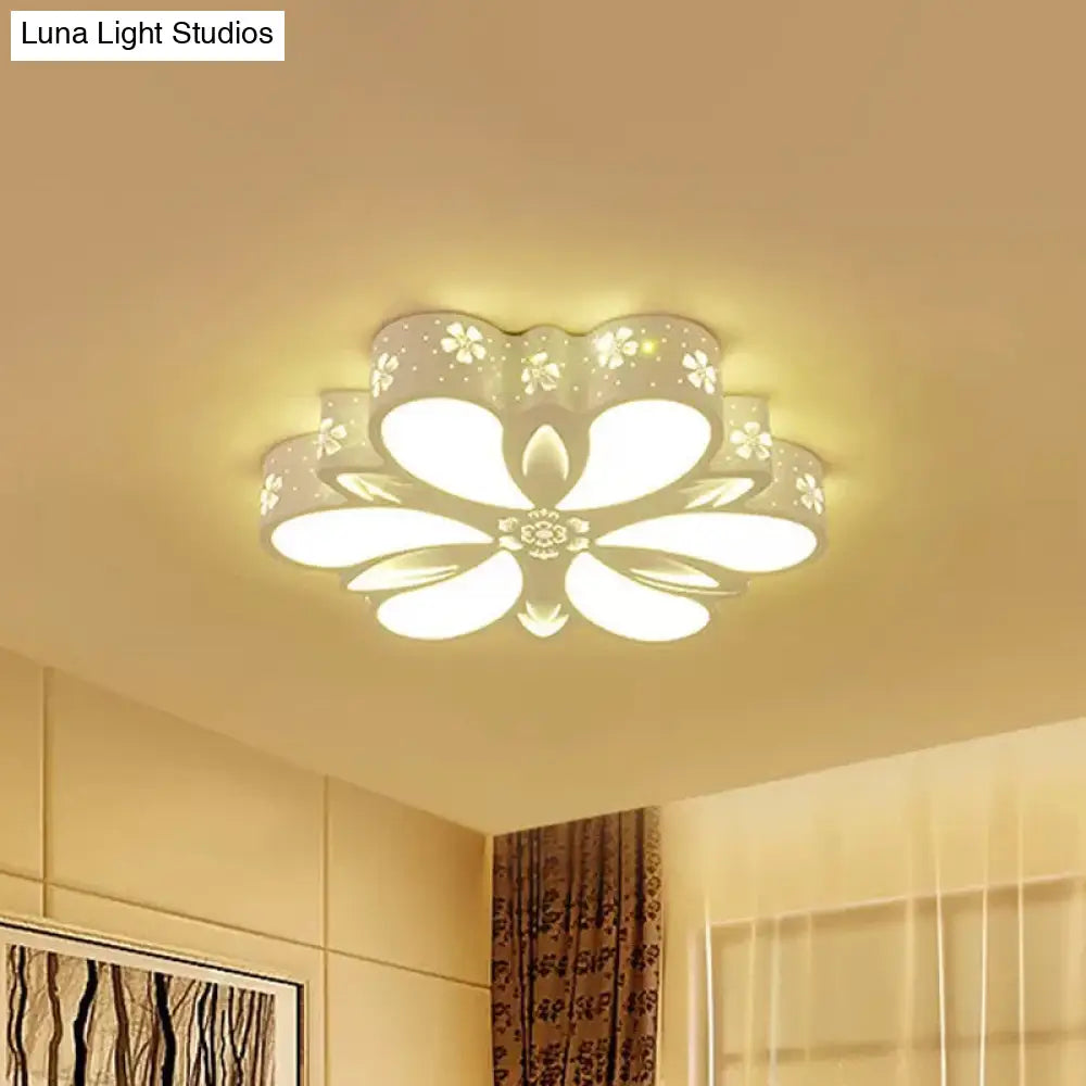 Contemporary Acrylic Led Flush Mount Ceiling Light: Cut-Out Flower Design Warm/White/3 Color