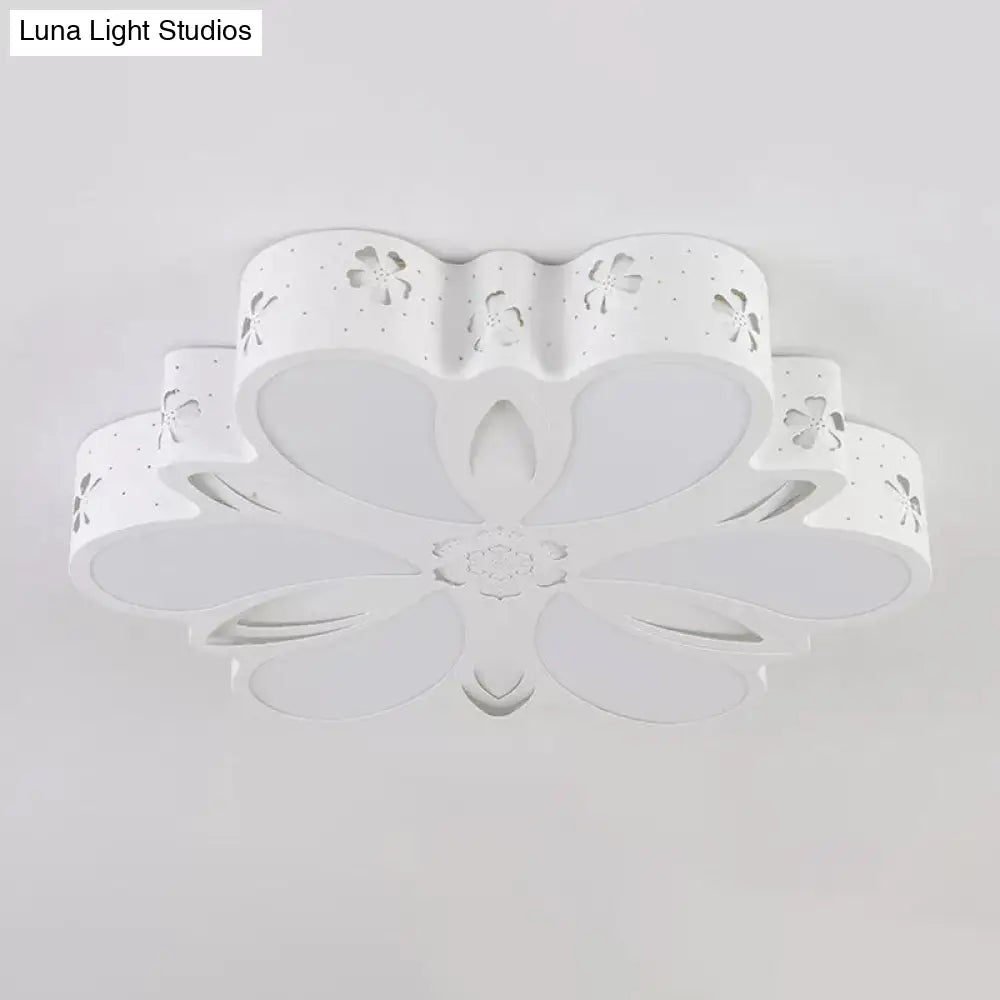 Contemporary Acrylic Led Flush Mount Ceiling Light: Cut-Out Flower Design Warm/White/3 Color