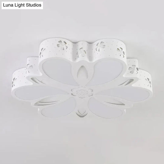 Contemporary Acrylic Led Flush Mount Ceiling Light: Cut-Out Flower Design Warm/White/3 Color