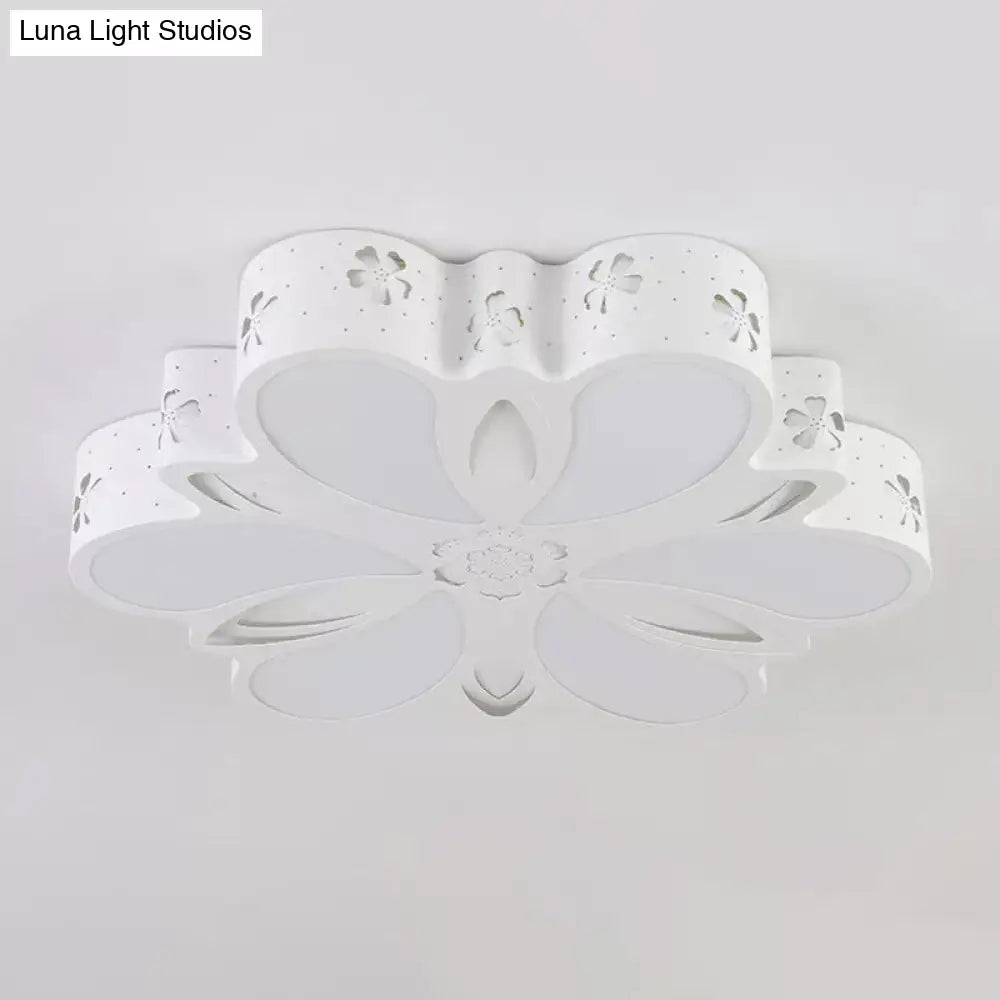 Contemporary Acrylic Led Flush Mount Ceiling Light: Cut-Out Flower Design Warm/White/3 Color