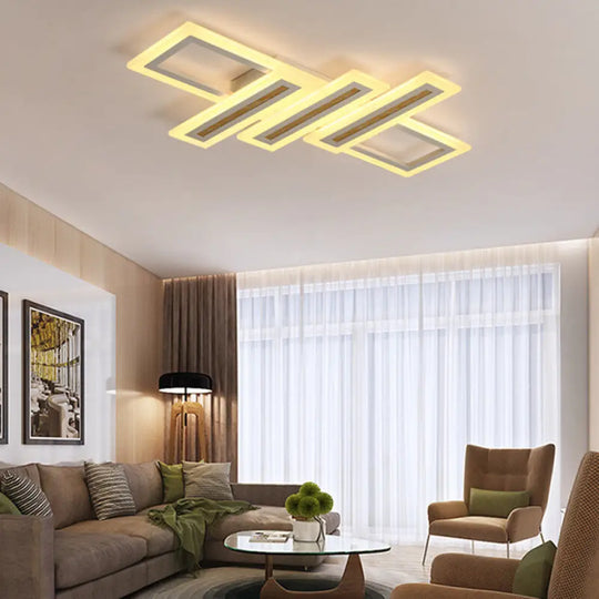 Contemporary Acrylic Led Flush Mount Ceiling Light In White With Warm/Inner Warm/White Various