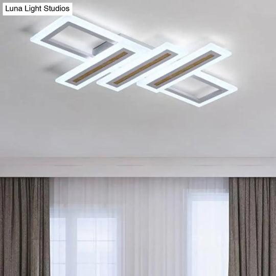 Contemporary Acrylic Led Flush Mount Ceiling Light In White With Warm/Inner Warm/White Various