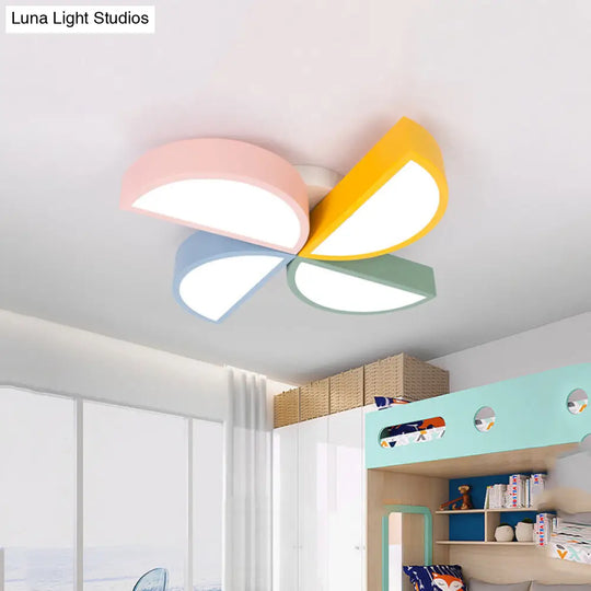 Contemporary Acrylic Led Flush Mount Light In White For Kids Bedroom