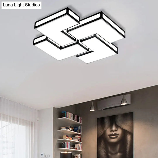 Contemporary Acrylic Led Flushmount For Adult Bedroom In White/Black Black / 25.5 Warm