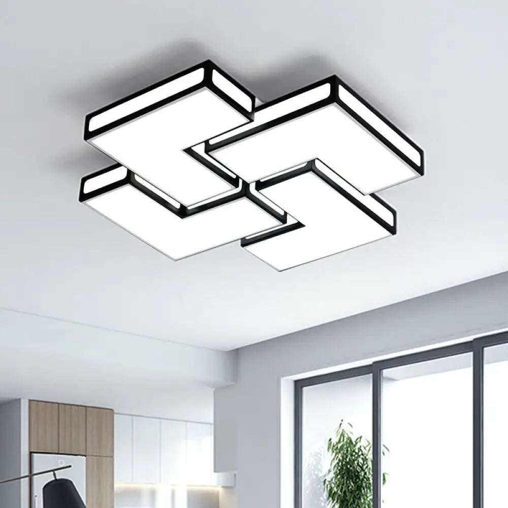 Contemporary Acrylic Led Flushmount For Adult Bedroom In White/Black Black / 21.5’ White
