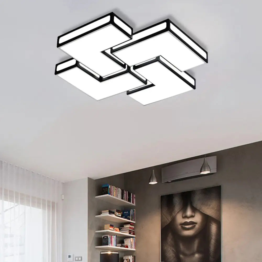Contemporary Acrylic Led Flushmount For Adult Bedroom In White/Black Black / 25.5’ Warm