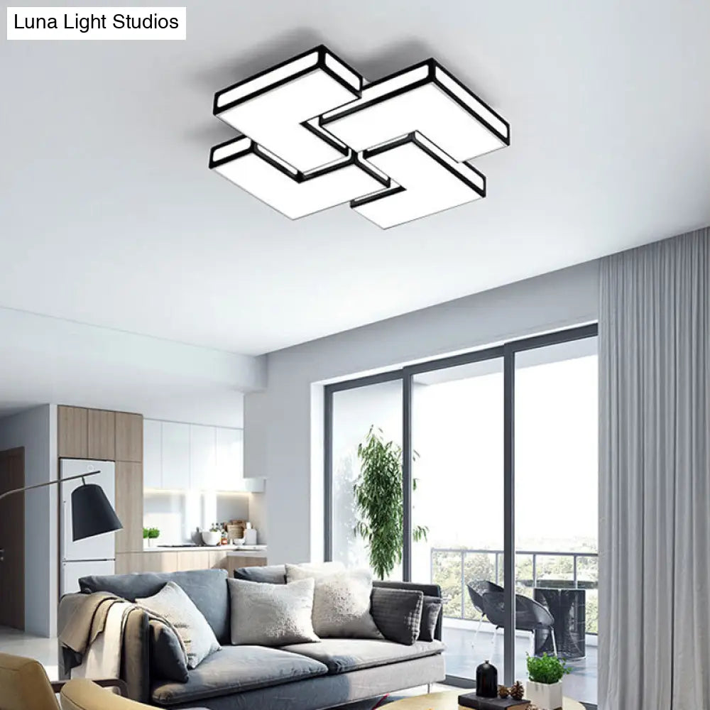 Contemporary Acrylic Led Flushmount For Adult Bedroom In White/Black