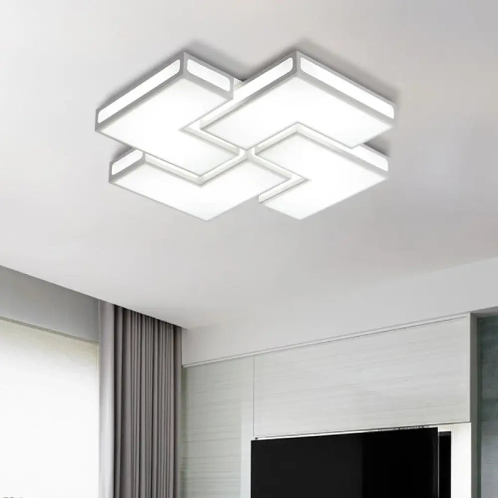 Contemporary Acrylic Led Flushmount For Adult Bedroom In White/Black White / 31.5’