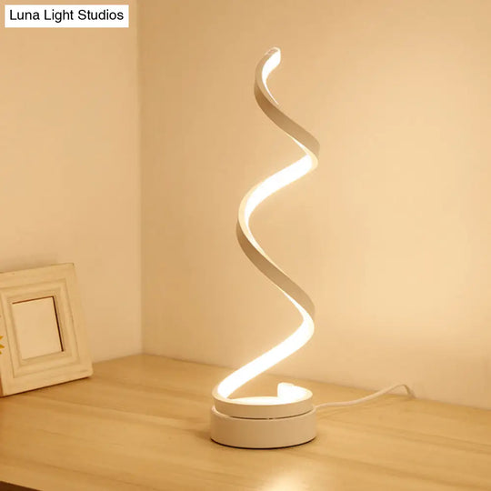 Contemporary Acrylic Led Nightstand Lamp - Stylish Spiral Shape For Living Room Table Lighting