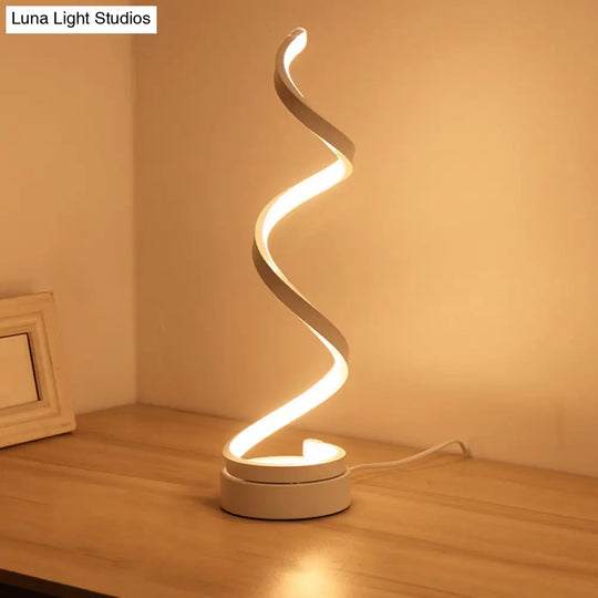 Contemporary Acrylic Led Nightstand Lamp - Stylish Spiral Shape For Living Room Table Lighting