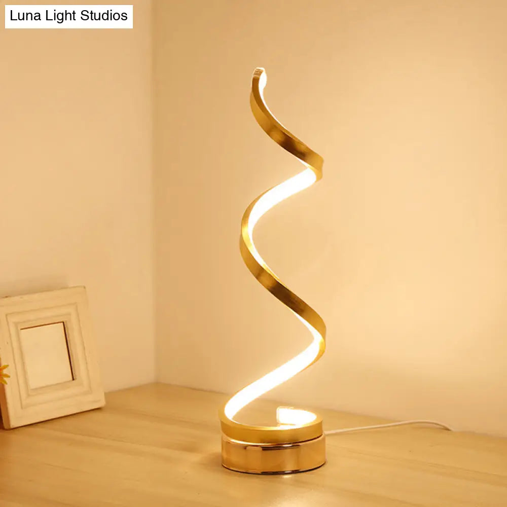 Contemporary Acrylic Led Nightstand Lamp - Stylish Spiral Shape For Living Room Table Lighting