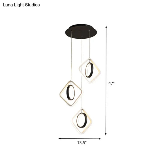 Contemporary Acrylic Led Pendant Light For Dining Room In Black Or White/Warm