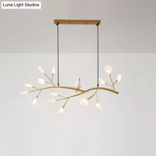 Contemporary Acrylic Led Pendant Light With Bird Decoration - Branch Dining Room Island Lamp Kit