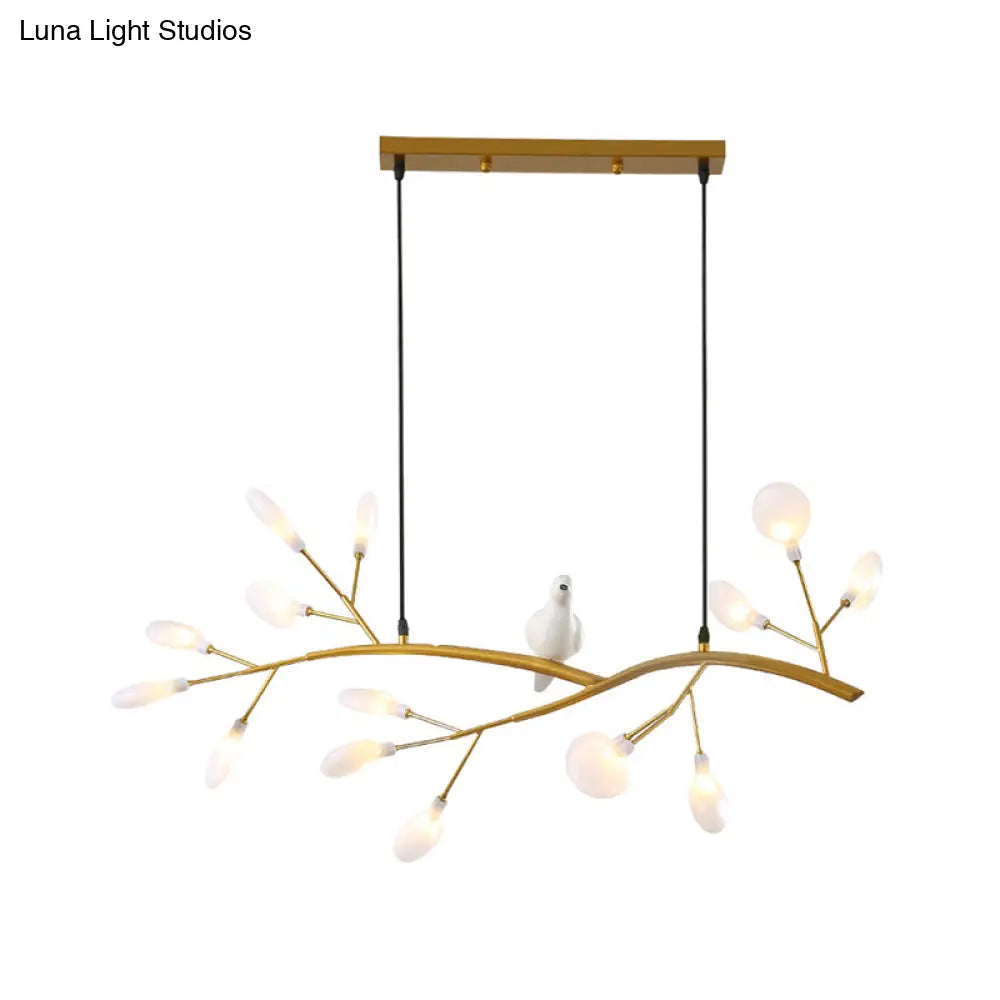 Contemporary Acrylic Led Pendant Light With Bird Decoration - Branch Dining Room Island Lamp Kit