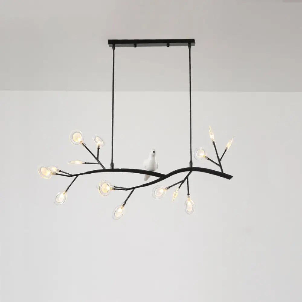 Contemporary Acrylic Led Pendant Light With Bird Decoration - Branch Dining Room Island Lamp Kit