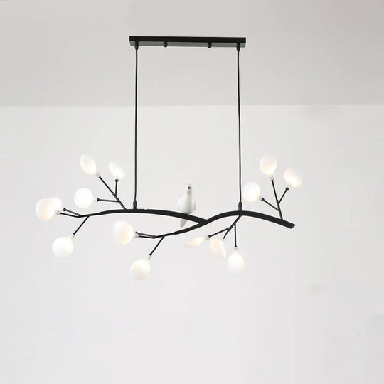 Contemporary Acrylic Led Pendant Light With Bird Decoration - Branch Dining Room Island Lamp Kit