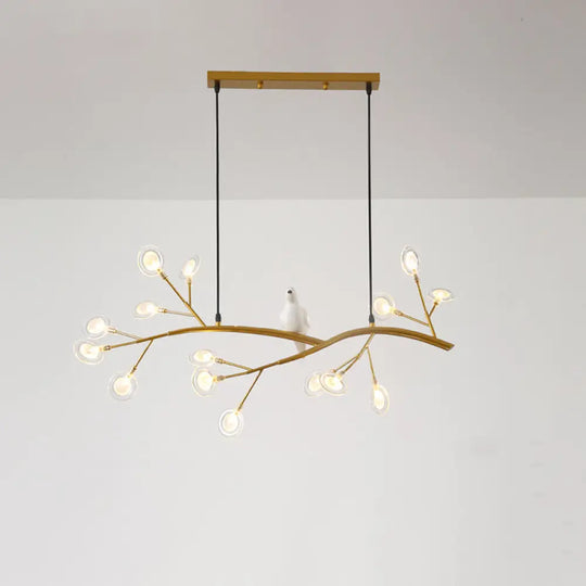 Contemporary Acrylic Led Pendant Light With Bird Decoration - Branch Dining Room Island Lamp Kit