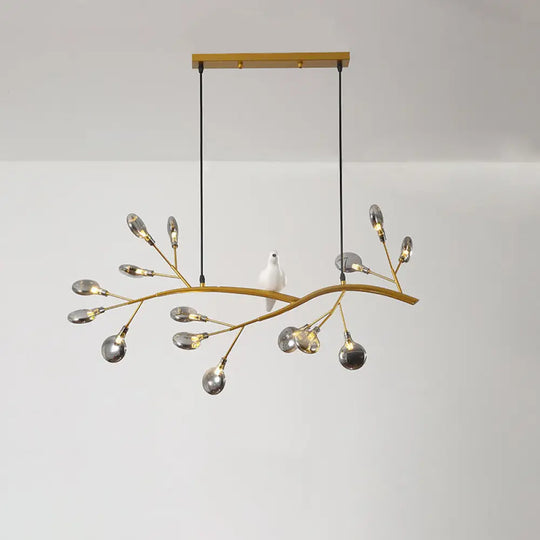 Contemporary Acrylic Led Pendant Light With Bird Decoration - Branch Dining Room Island Lamp Kit