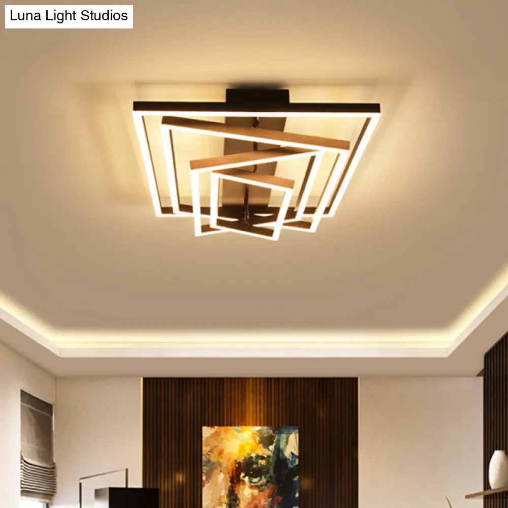 Contemporary Acrylic Led Pyramid Ceiling Light - Coffee Semi Flush Mount Warm/White 3/4/5 Layers