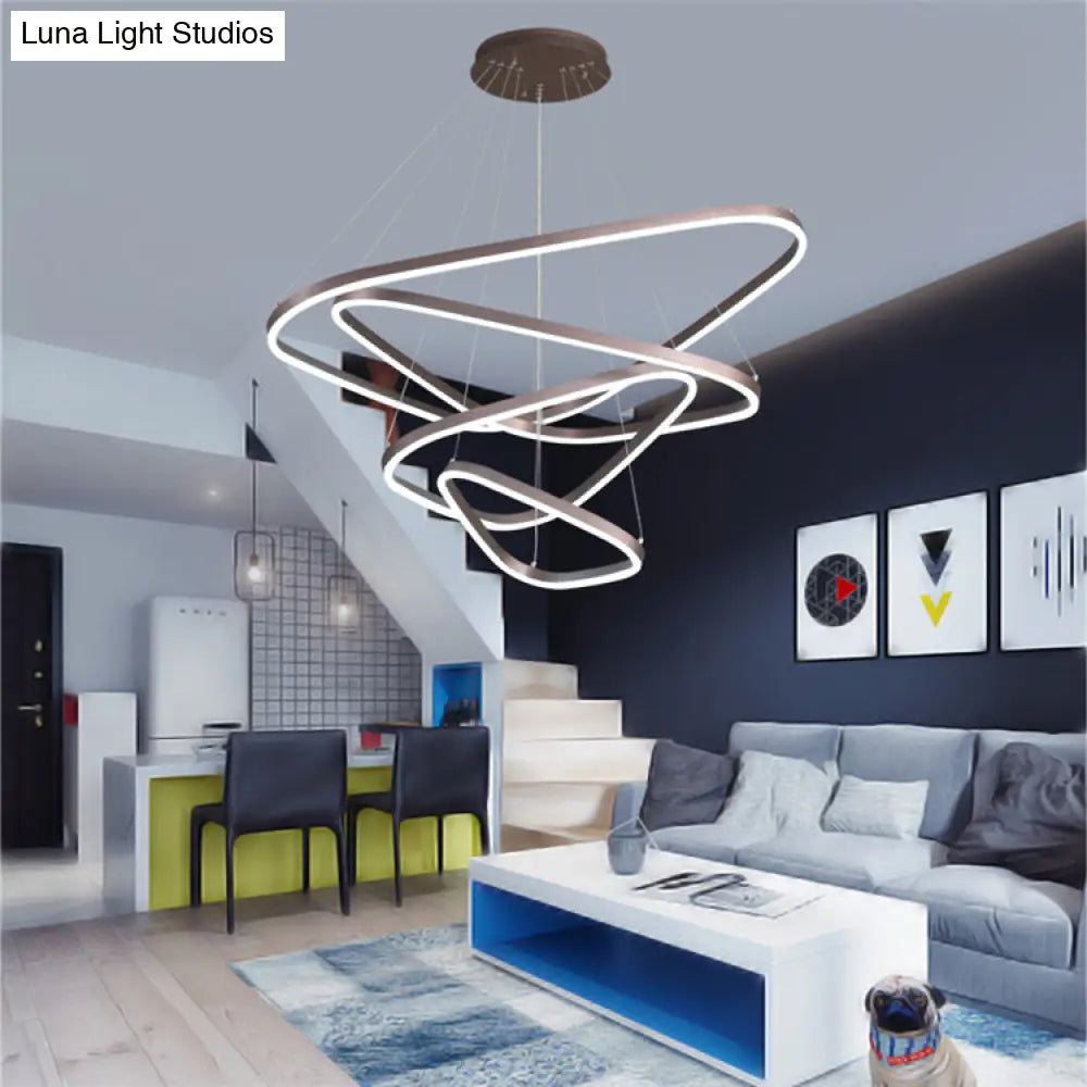 Contemporary Acrylic Led Triangle Pendant Ceiling Chandelier In Warm/White Light