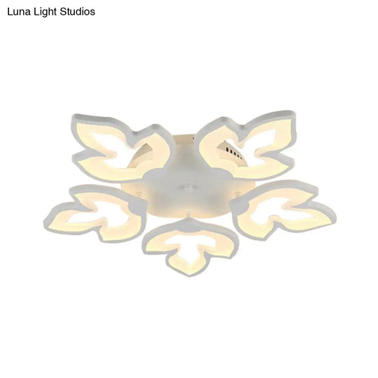 Contemporary Acrylic Maple Leaves Led Semi Flush Mount Ceiling Lamp In White/Warm Light