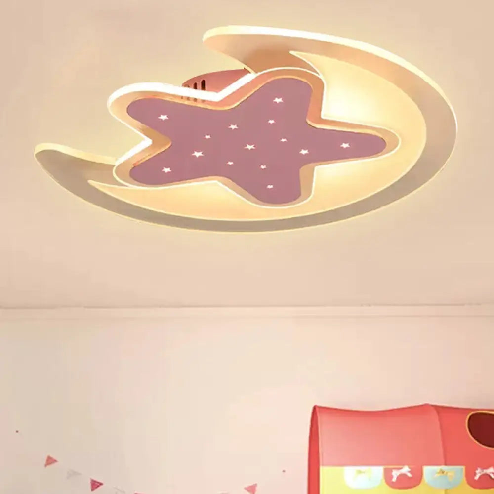 Contemporary Acrylic Pink Star Ceiling Mount Light - Perfect For Teens / 18’ Warm